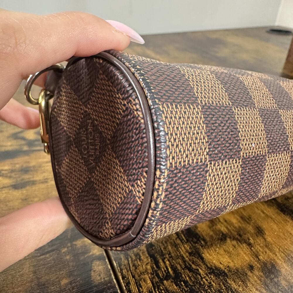 Louis Vuitton Mini Papillon Accessories Pochette Bag Brown Damier Canvas Leather - Picture 10 of 16